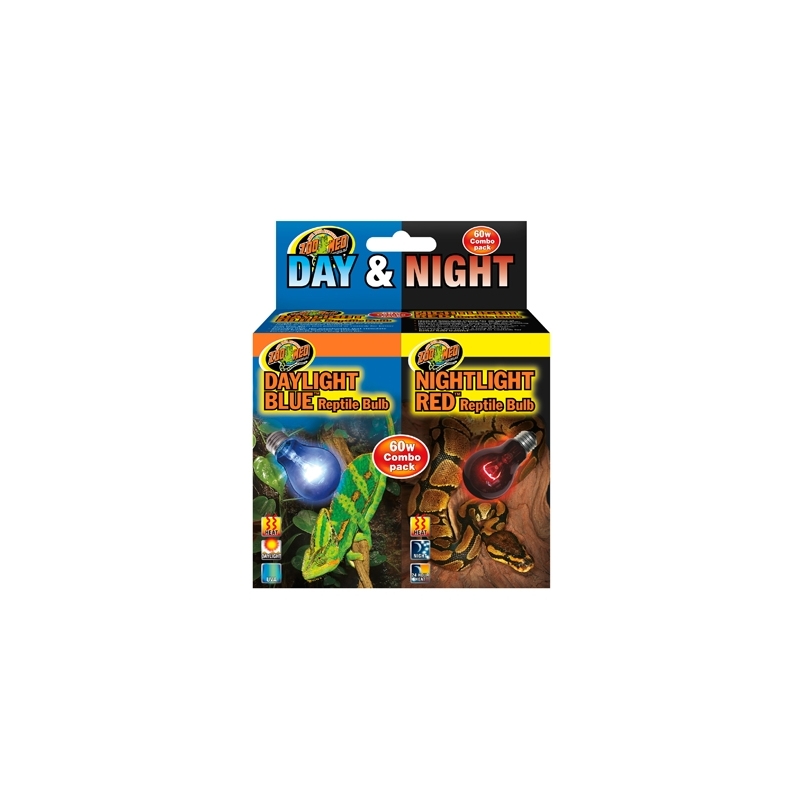 LAMPE DAY & NIGHT REPTILE BULB COMBO PACK 60W----- LAMPE DAY & NIGHT REPTILE BULB COMBO PACK 60W-----